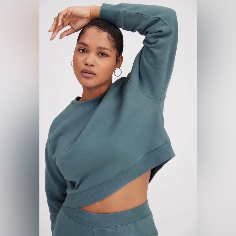 Girlfriend Collective 50/50 Cropped Crewneck Sweatshirt